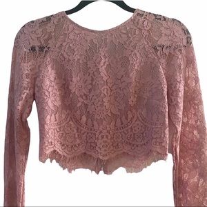 NWOT Mauve Lace Crop Top